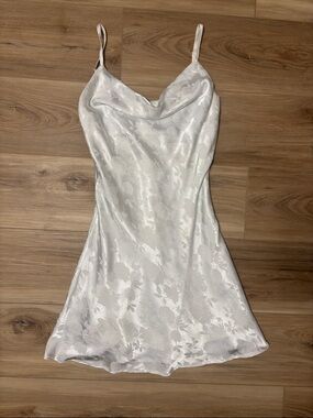 Lulu's Ivory Satin Floral Slip Mini Dress